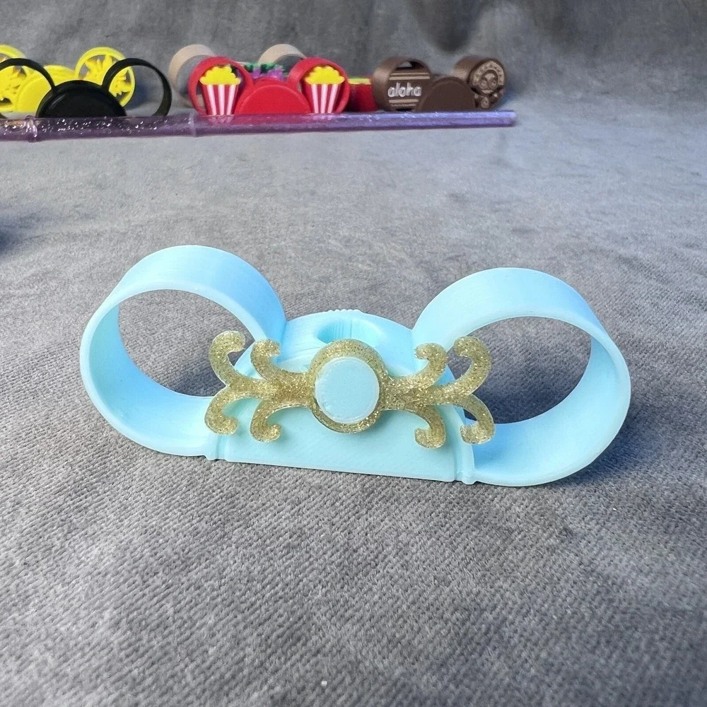 Disney Ear Holder Straw Topper Set 10pc Stitch Buzz Cinderella Multicolor Kawaii